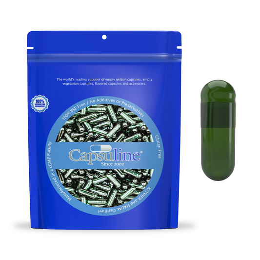 Size 00 Chlorophyll Empty Vegetarian Capsules by Capsuline - Green/Green 1000 Count - Gelatin Capsules - 1000