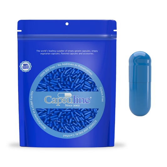 Titanium Dioxide (TiO2) Free - Colored Empty Gelatin Capsules Size 00 - Blue/Blue - 1000 Count - 1000