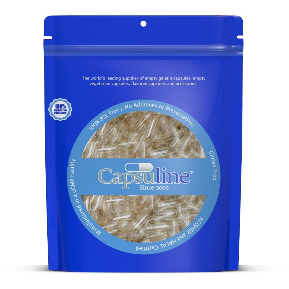 Clear Size 2 Empty Vegetarian Capsules by Capsuline - 1000 Count - Gelatin Capsules - 1000