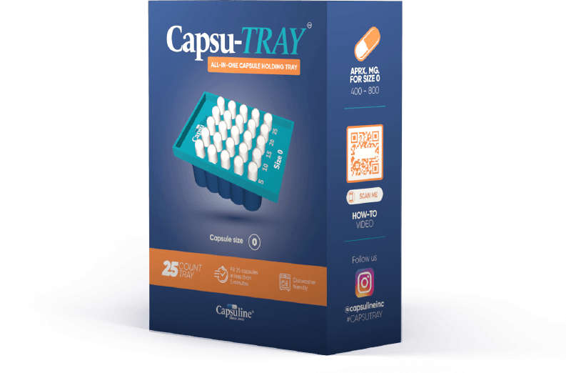 Capsu-TRAY manual capsule holding tray by Capsuline - Suitable for Size 0 empty capsules - 25 Count by Capsuline - Size 0 - 0
